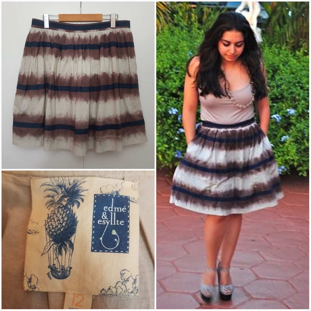 EDME & ESYLLTE 12 Inkwell Ombre Tie-Dye Skirt Size 12 ANTHROPOLOGIE